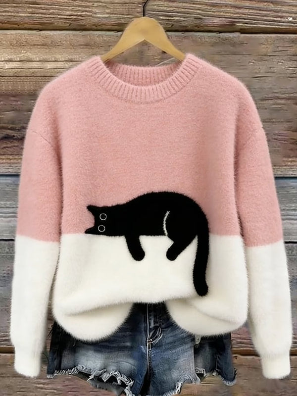 Aileen | Cat Print Oversized Sweatshirt