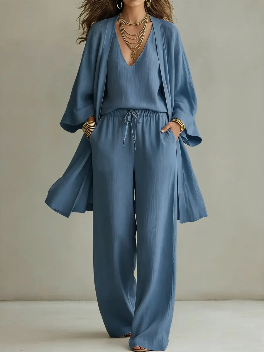 Elena | Three-Piece Linen-Look Set