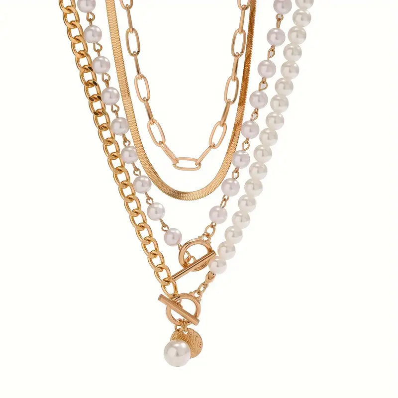 Layered Pearl Necklace Set