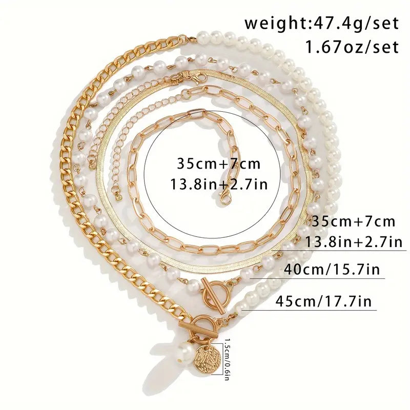 Layered Pearl Necklace Set