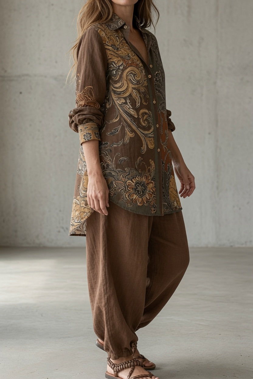 Natalie | Vintage Print Shirt & Trouser Set
