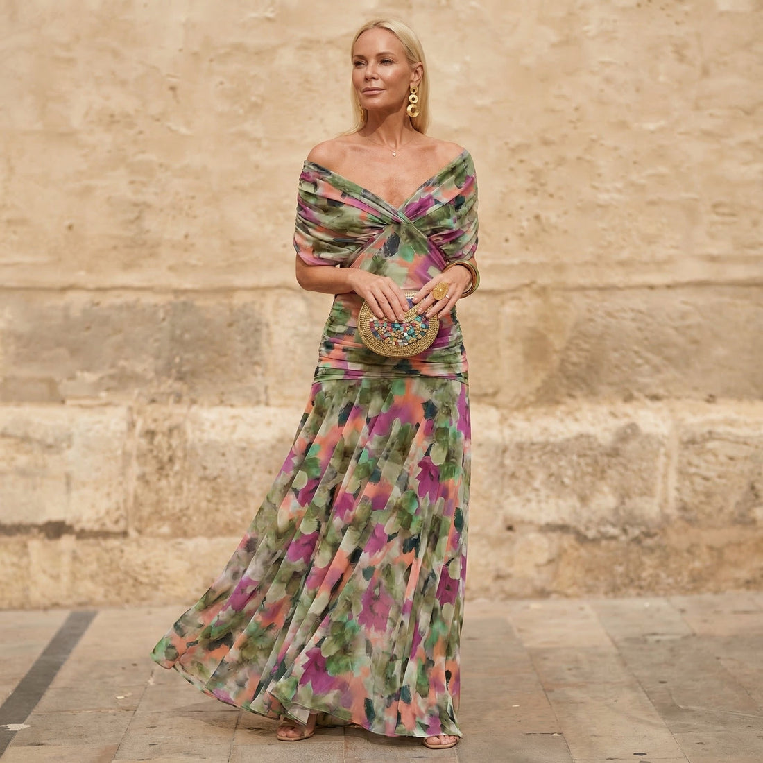 Florendra | Floral V-Neck Maxi Dress