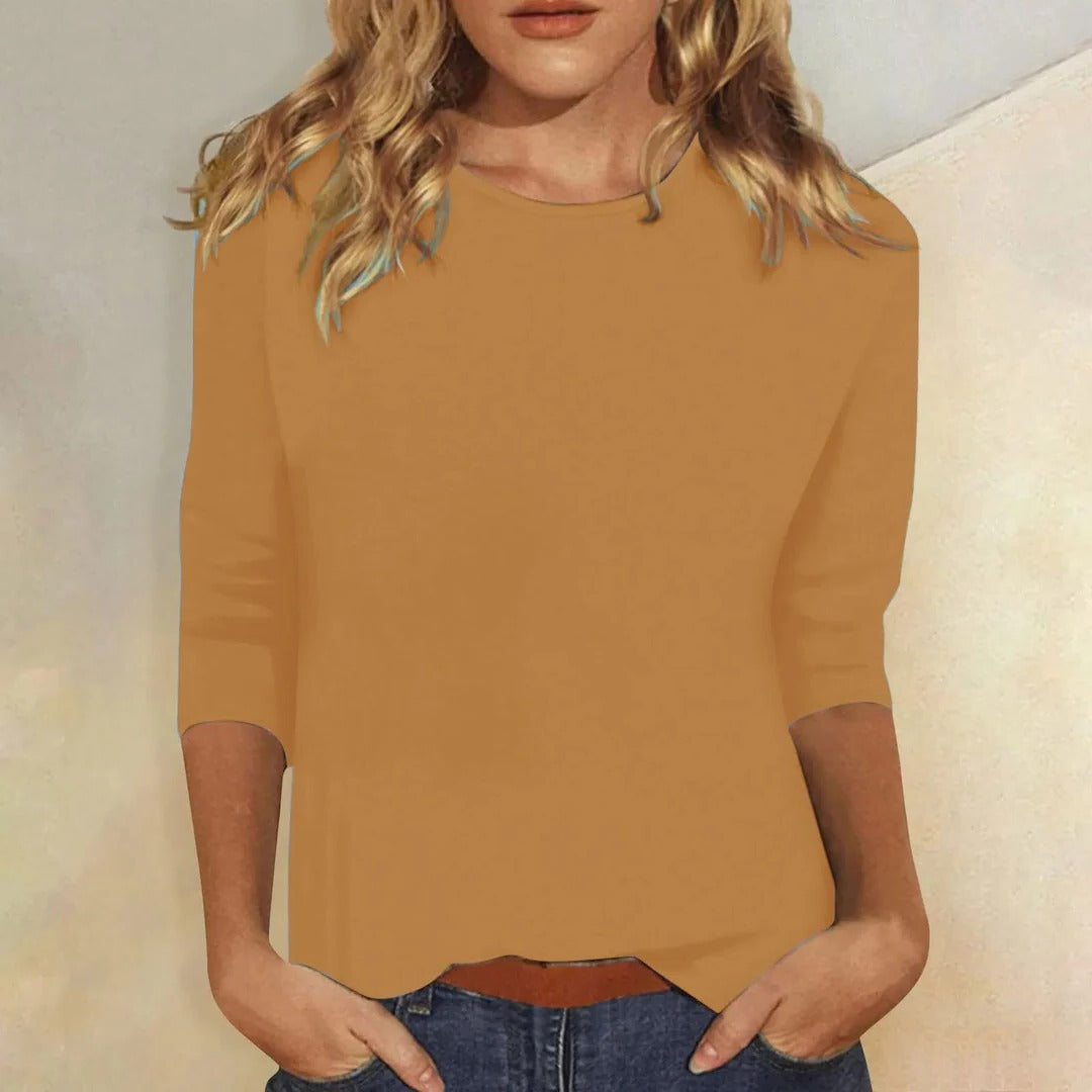 Stella | Three-Quarter Sleeve Crew Neck Top
