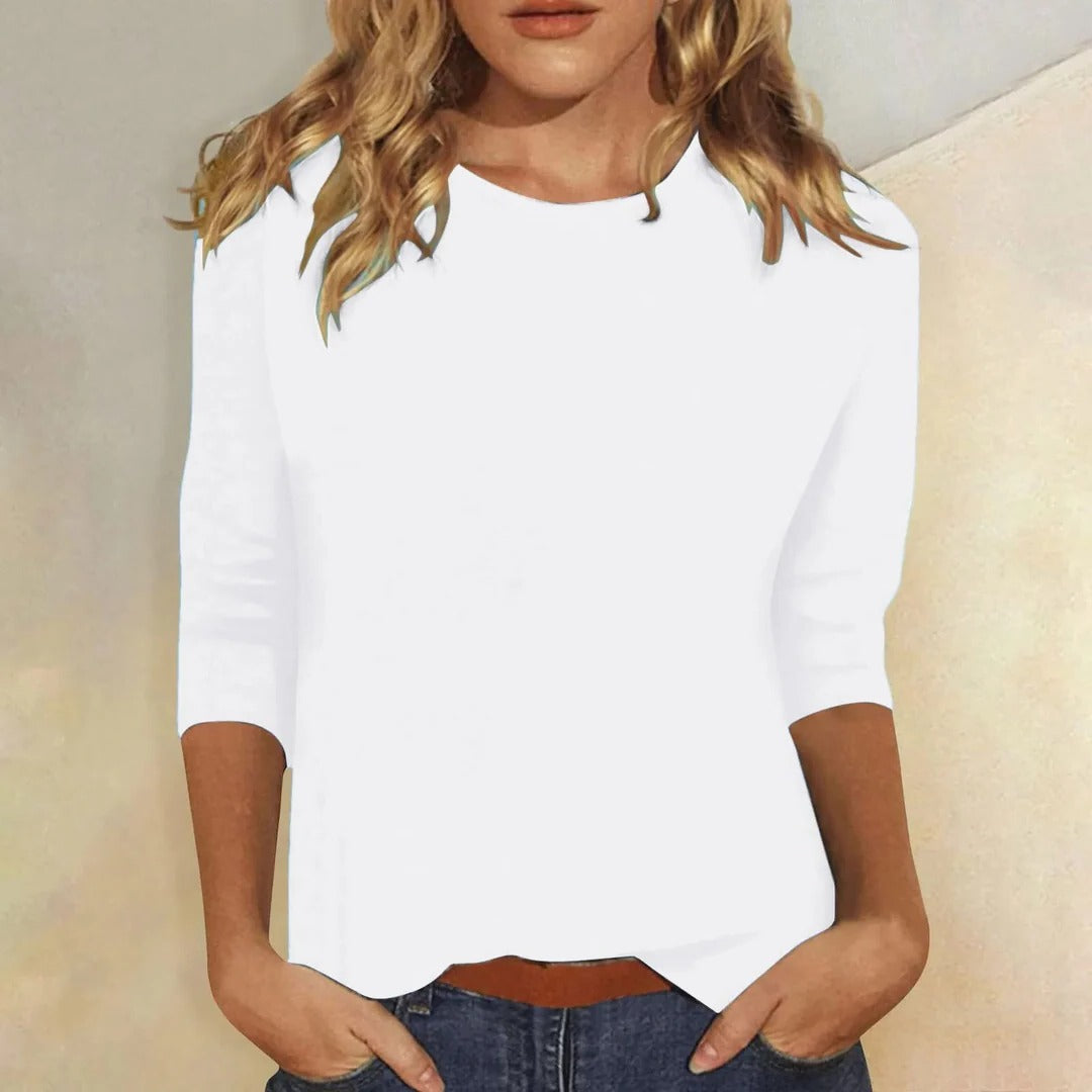 Stella | Three-Quarter Sleeve Crew Neck Top