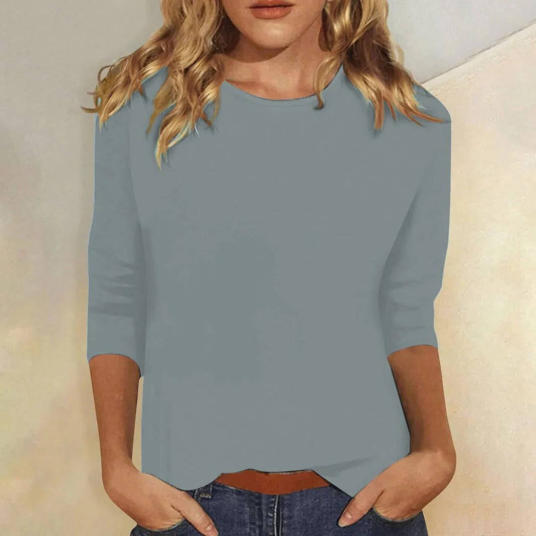 Stella | Three-Quarter Sleeve Crew Neck Top