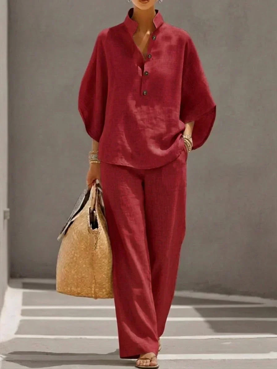 Maribel | Batwing Top & Wide-Leg Trouser Set