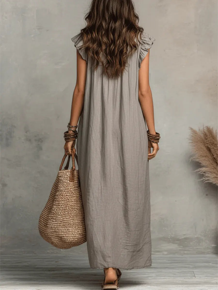 Camelia | Ruffle V-Neck Boho Maxi