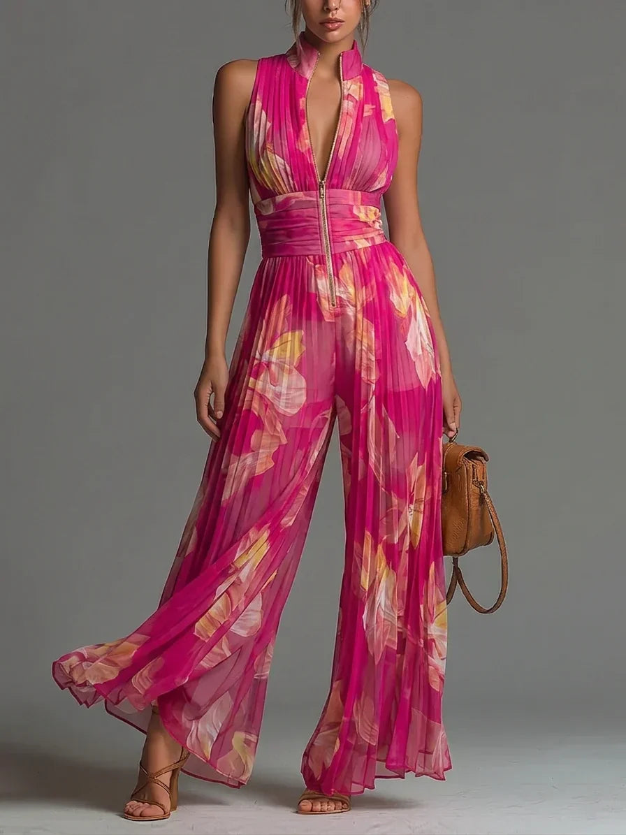 Zakira | Pleated Halter Jumpsuit