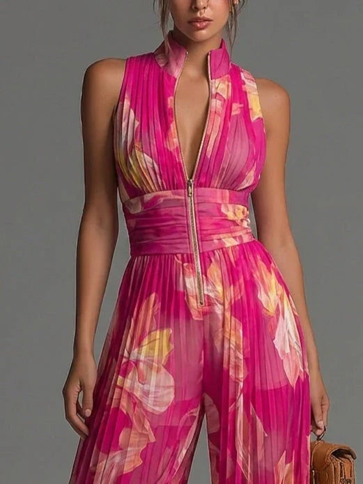 Zakira | Pleated Halter Jumpsuit